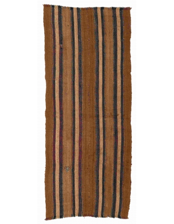Striped Brown Vintage Turkish Kilim Rug - 2`8″ x 6`4″