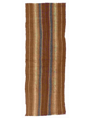 Striped Vintage Brown Kilim Runner - 2`6″ x 6`9″