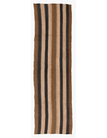Striped Vintage Brown Kilim Runner - 2`6″ x 9`7″