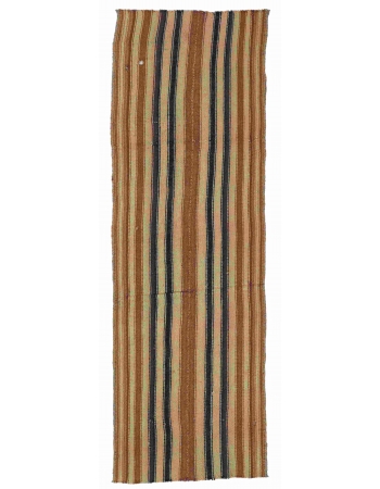 Striped Vintage Brown Kilim Runner - 2`7″ x 8`3″