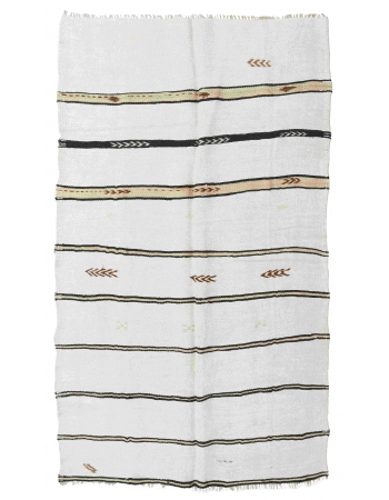 Striped Vintage Turkish Hemp Kilim Rug - 5`1″ x 8`7″