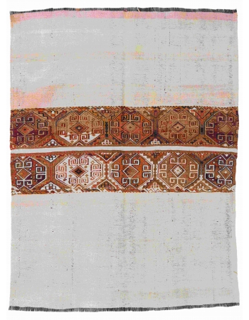 Vintage Decorative Turkish Embroidered Rug - 4`0″ x 5`1″