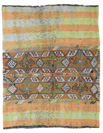 Vintage Decorative Turkish Embroidered Rug - 4`6″ x 5`1″