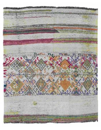 Vintage Decorative Turkish Kilim Rug - 4`7″ x 4`8″