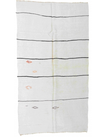 White Black Striped Vintage Hemp Rug - 5`10″ x 11`4″