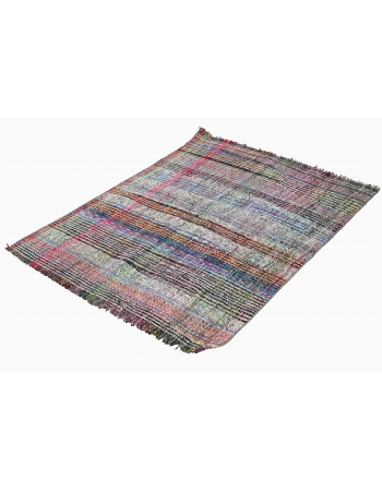 Vintage Small Turkish Rag Rug - 3`4″ x 4`5″