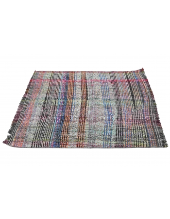 Vintage Small Turkish Rag Rug - 3`4″ x 4`5″