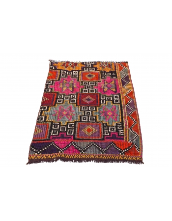 Ebroidered Small Vintage Kilim Rug - 2`7″ x 4`3″