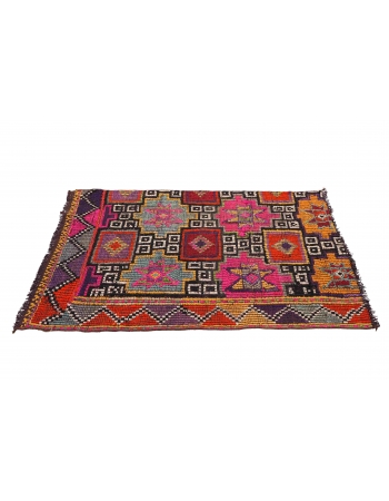 Ebroidered Small Vintage Kilim Rug - 2`7″ x 4`3″