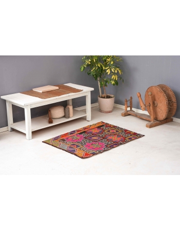 Small Ebroidered Vintage Kilim Rug - 2`7″ x 3`7″
