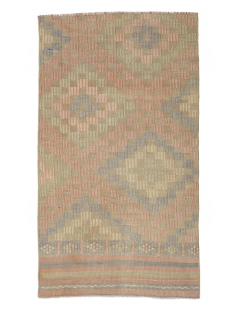 Faded Vintage Embroidered Kilim Rug - 2`3″ x 3`11″