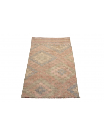 Faded Vintage Embroidered Kilim Rug - 2`3″ x 3`11″