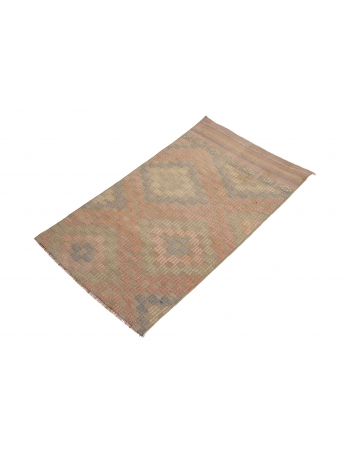 Faded Vintage Embroidered Kilim Rug - 2`3″ x 3`11″