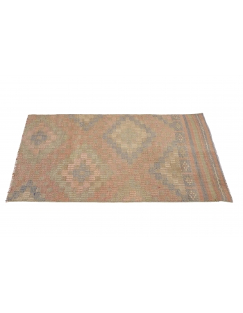 Faded Vintage Embroidered Kilim Rug - 2`3″ x 3`11″
