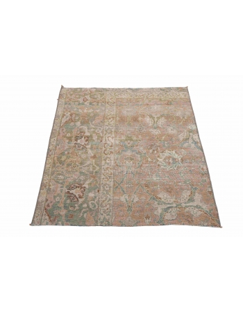 Vintage Washed Out Small Rug Fragment - 2`8″ x 3`6″