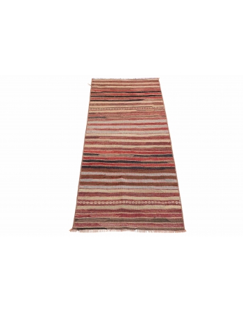 Striped Vintage Turkish Kilim Rug - 1`11″ x 4`5″