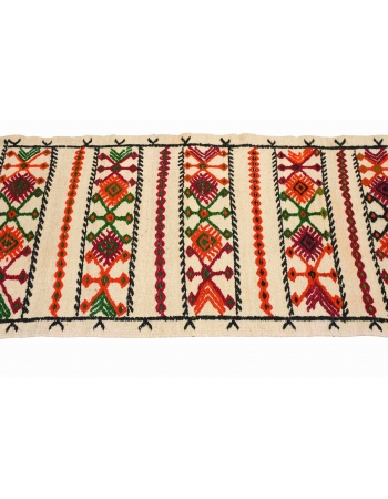 Small Vintage Embroidered Kilim Rug - 1`10″ x 3`10″