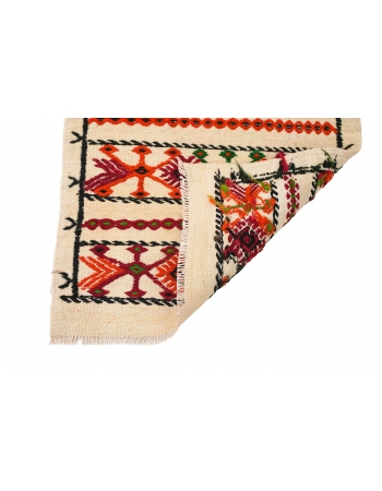 Small Vintage Embroidered Kilim Rug - 1`10″ x 3`10″