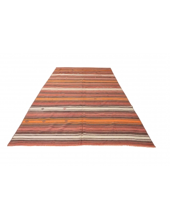 Large Vintage Striped Kilim Rug - 6`6″ x 12`3″