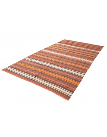 Large Vintage Striped Kilim Rug - 6`6″ x 12`3″