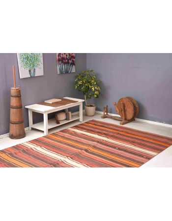 Large Vintage Striped Kilim Rug - 6`6″ x 12`3″