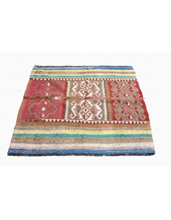 Decorative Vintage Turkish Kilim Rug - 4`3″ x 4`4″
