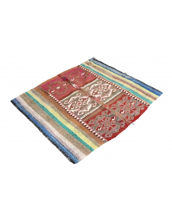 Decorative Vintage Turkish Kilim Rug - 4`3″ x 4`4″
