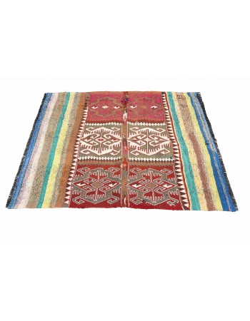 Decorative Vintage Turkish Kilim Rug - 4`3″ x 4`4″