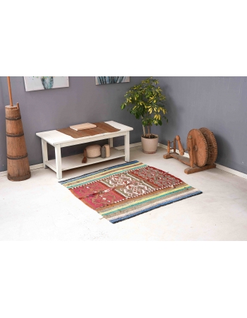 Decorative Vintage Turkish Kilim Rug - 4`3″ x 4`4″