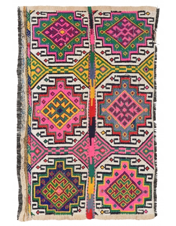 Colorful Vintage Small Kilim Rug - 2`7″ x 3`11″