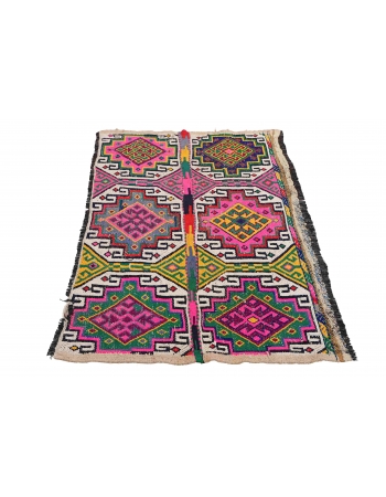 Colorful Vintage Small Kilim Rug - 2`7″ x 3`11″