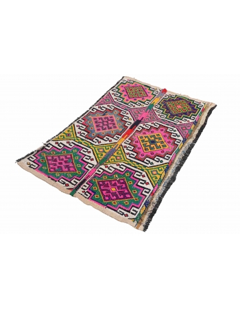 Colorful Vintage Small Kilim Rug - 2`7″ x 3`11″