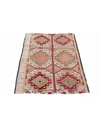 Vintage Decorative Small Kilim Rug - 3`2″ x 4`4″