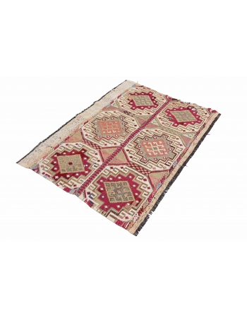 Vintage Decorative Small Kilim Rug - 3`2″ x 4`4″
