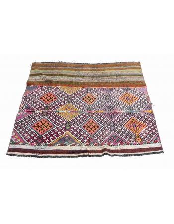 Purple Vintage Decorative Turkish Kilim Rug - 3`11″ x 4`6″