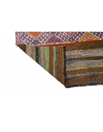 Purple Vintage Decorative Turkish Kilim Rug - 3`11″ x 4`6″