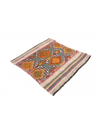 Vintage Colorful Small Kilim Rug - 3`7″ x 4`0″