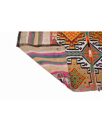 Vintage Colorful Small Kilim Rug - 3`7″ x 4`0″
