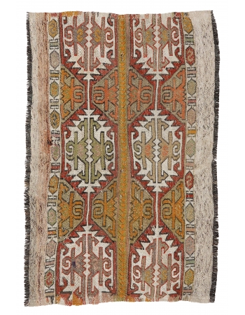 Small Decorative Vintage Kilim Rug - 2`10″ x 4`3″