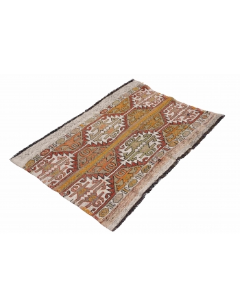 Small Decorative Vintage Kilim Rug - 2`10″ x 4`3″