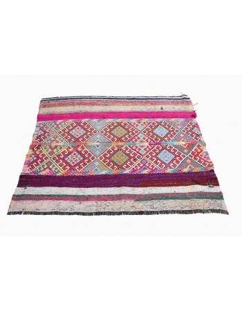 Colorful Vintage Small Kilim Rug - 4`2″ x 4`8″