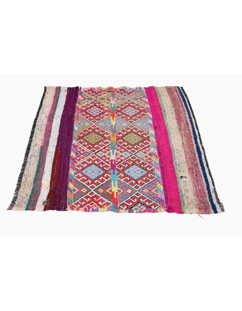 Colorful Vintage Small Kilim Rug - 4`2″ x 4`8″