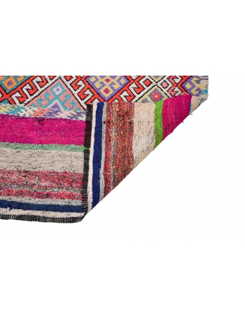 Colorful Vintage Small Kilim Rug - 4`2″ x 4`8″