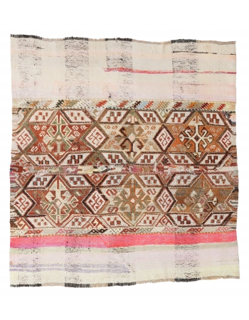 Small Vintage Decorative Kilim Rug - 4`5″ x 4`6″
