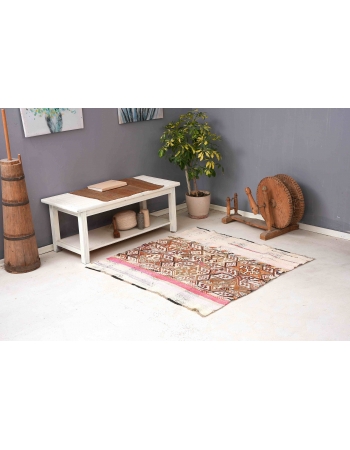 Small Vintage Decorative Kilim Rug - 4`5″ x 4`6″