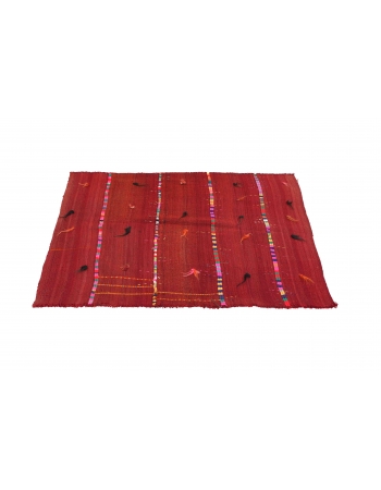 Vintage Red Decorative Kilim Rug - 4`0″ x 5`2″