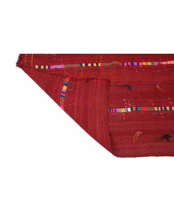 Vintage Red Decorative Kilim Rug - 4`0″ x 5`2″