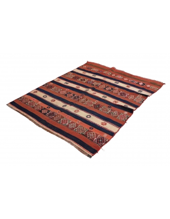 Embroidered Vintage Kilim Rug - 4`9″ x 6`1″