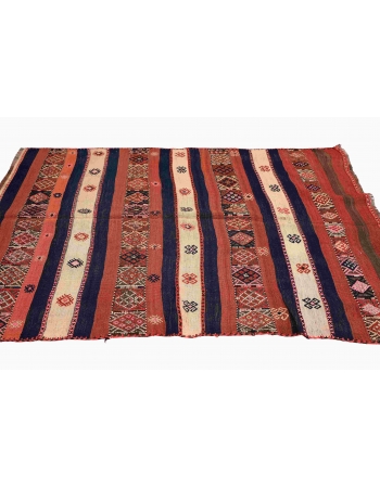 Embroidered Vintage Kilim Rug - 4`9″ x 6`1″