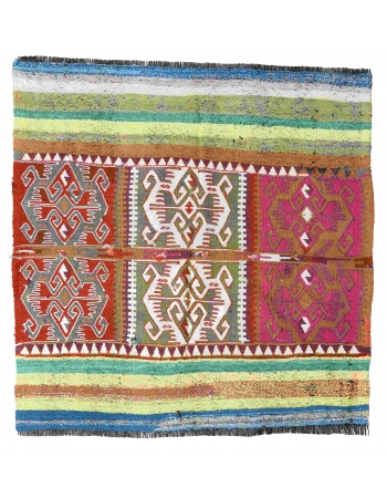 Decorative Vintage Turkish Kilim Rug - 4`3″ x 4`4″
